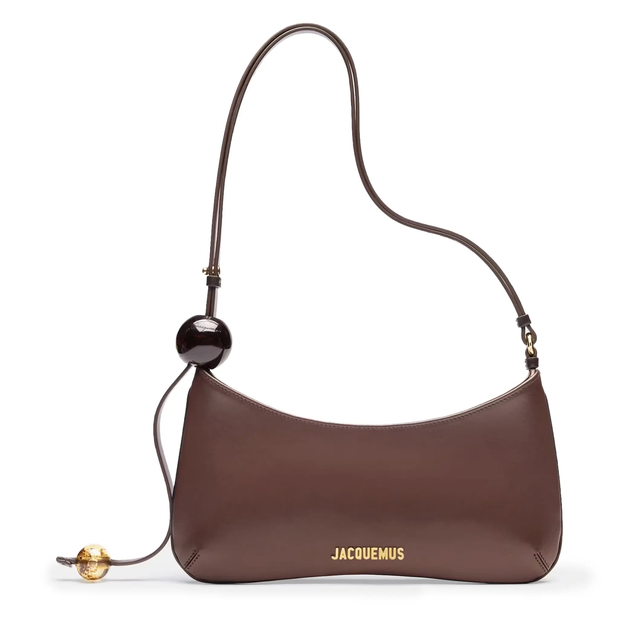 Front view of Jacquemus Le Bisou Perle Medium Brown Shoulder Bag 231BA057-3000-855
